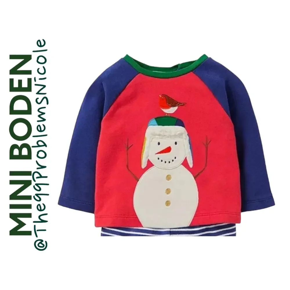 Mini Boden Snowman Top